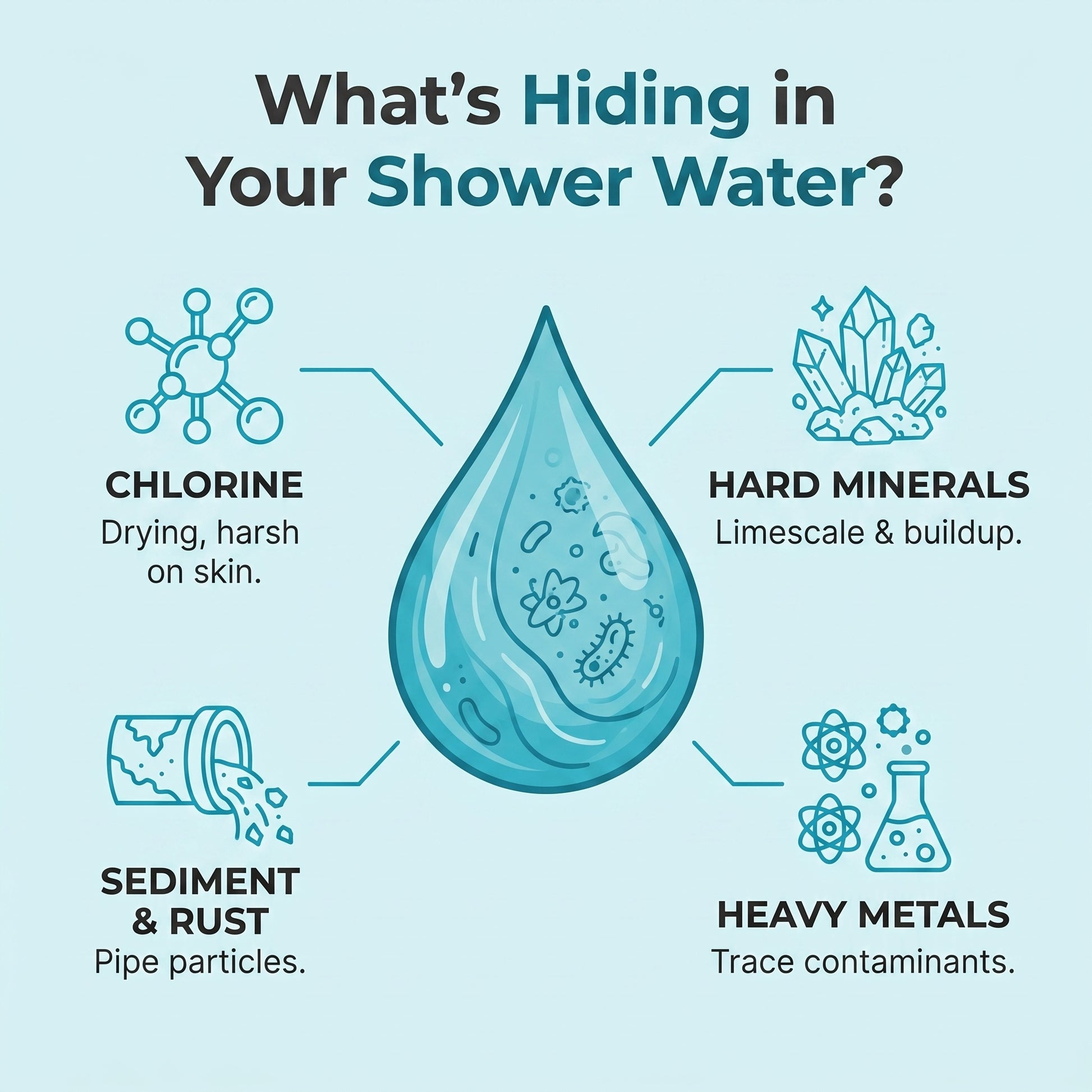 What's in your shower water: chlorine, minerals, sediment, heavy metals